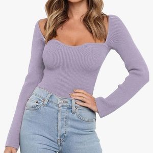 Lavender knit top. Illusory brand purchased on Amazon. Never been worn.